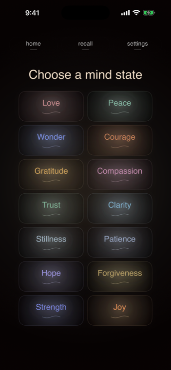 Choose a mind state in Tone Recall