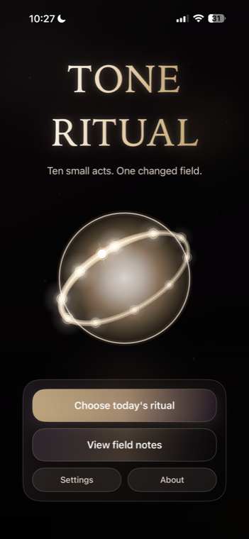 Tone Ritual landing screen