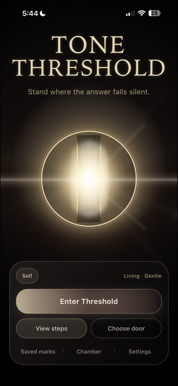 Tone Threshold landing screen